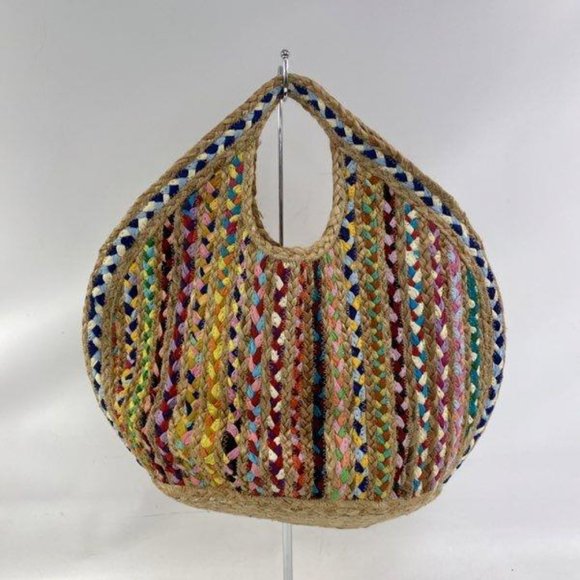Antik Kraft Rubi Women's Multicolor Woven Jute Straw/Fabric Hobo Basket Tote Bag - Picture 1 of 6